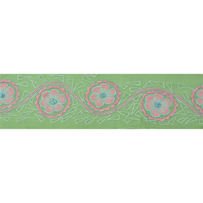 Sanskriti Vintage Sari Border Embroidered 1 YD Trim Sewing Green Craft Deco Lace