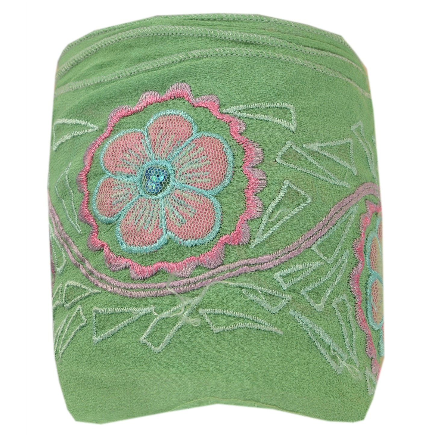 Sanskriti Vintage Sari Border Embroidered 1 YD Trim Sewing Green Craft Deco Lace