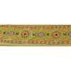Sanskriti Vintage Sari Border Antique Embroidered 1 Yd Trim Sewing Green Craft Floral Lace