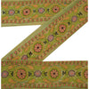 Sanskriti Vintage Sari Border Antique Embroidered 1 Yd Trim Sewing Green Craft Floral Lace