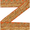 Sanskriti Vintage Sari Border Hand Beaded 1 Yd Trim Sewing Orange Craft Lace
