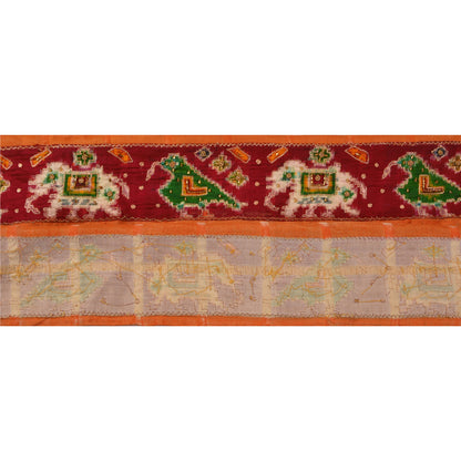 Sanskriti Vintage Woven Patola Sari Border Hand Beaded 1 Yd Trim Sewing Lace