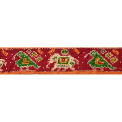 Sanskriti Vintage Woven Patola Sari Border Hand Beaded 1 Yd Trim Sewing Lace