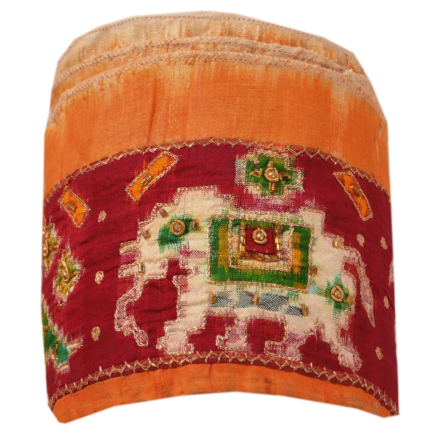 Sanskriti Vintage Woven Patola Sari Border Hand Beaded 1 Yd Trim Sewing Lace