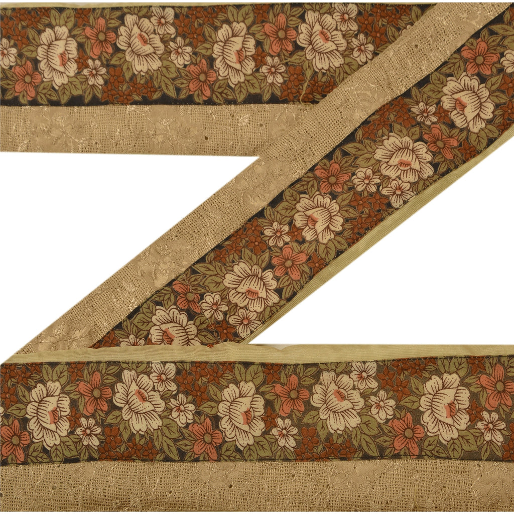 SANSKRITI VINTAGE Border Hand Biseled 1 YD Indian Trim Шитье Кремовое кружево