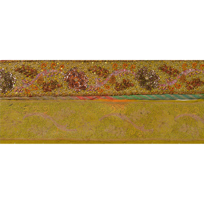 Sanskriti Vintage Sari Border Hand Beaded 1 Yd Indian Trim Craft Green Lace