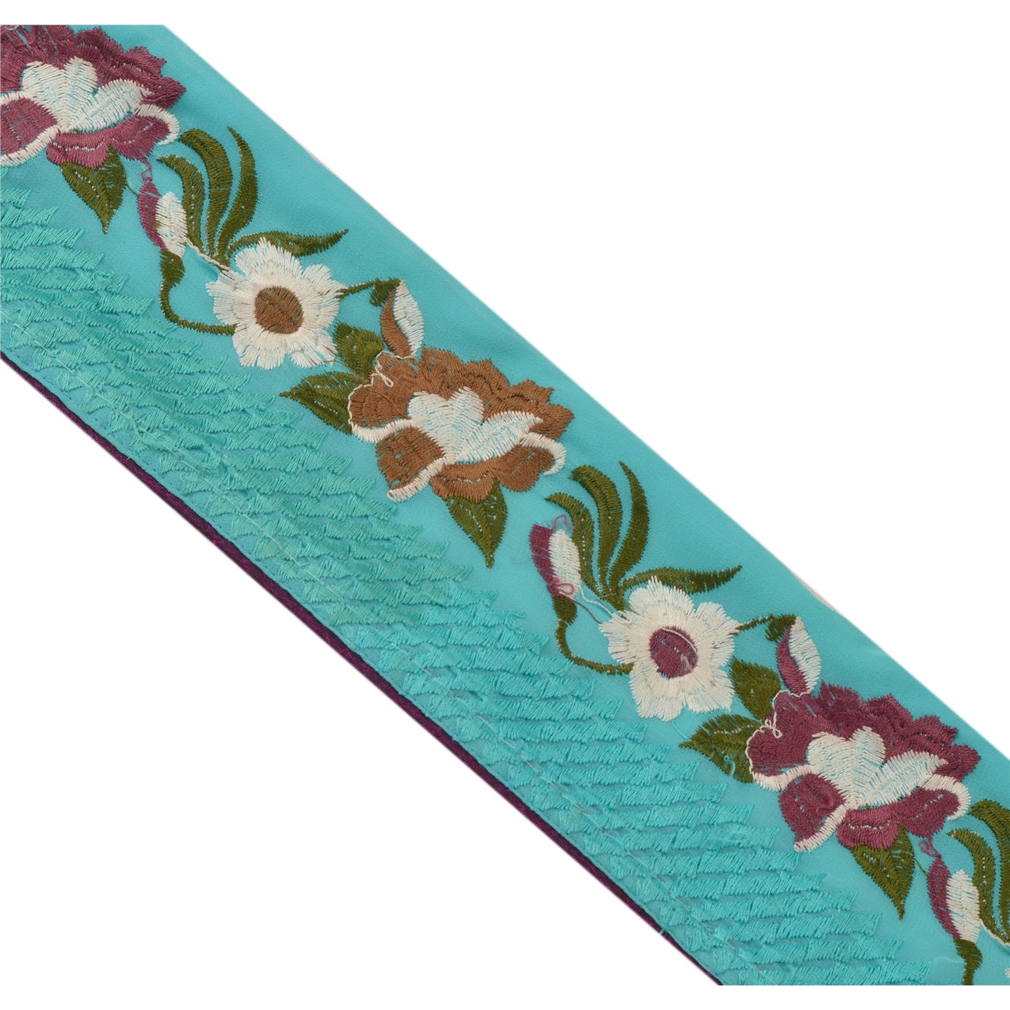 Sanskriti Vintage Sari Border Embroidered 1 Yd Trim Sewing Turquoise Craft Lace