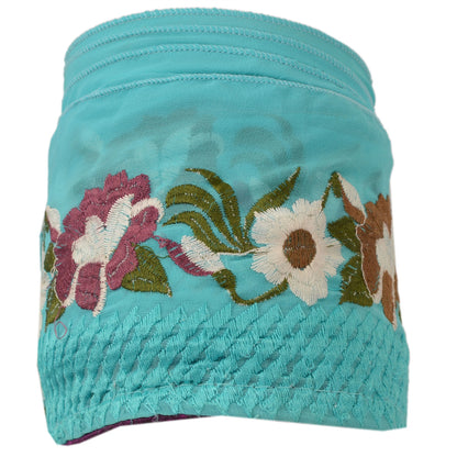Sanskriti Vintage Sari Border Embroidered 1 Yd Trim Sewing Turquoise Craft Lace