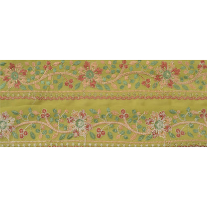 Sanskriti Vintage Sari Border Embroidred 1 Yd Trim Sewing Green Craft Floral Lace