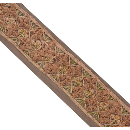 Sanskriti Vintage Sari Border Antique Embroidery 1YD Trim Sewing Grey Patch Lace