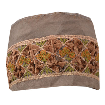 Sanskriti Vintage Sari Border Antique Embroidery 1YD Trim Sewing Grey Patch Lace