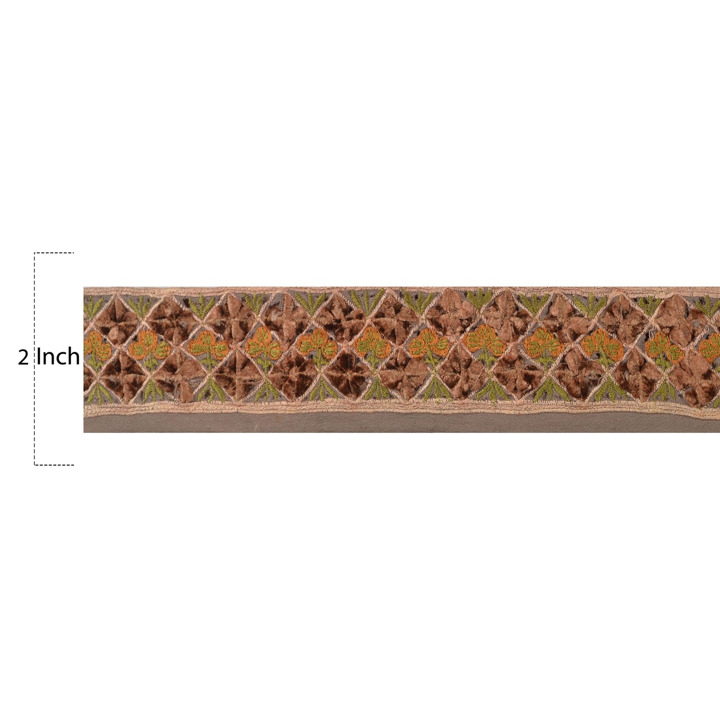 Sanskriti Vintage Sari Border Antique Embroidery 1YD Trim Sewing Grey Patch Lace