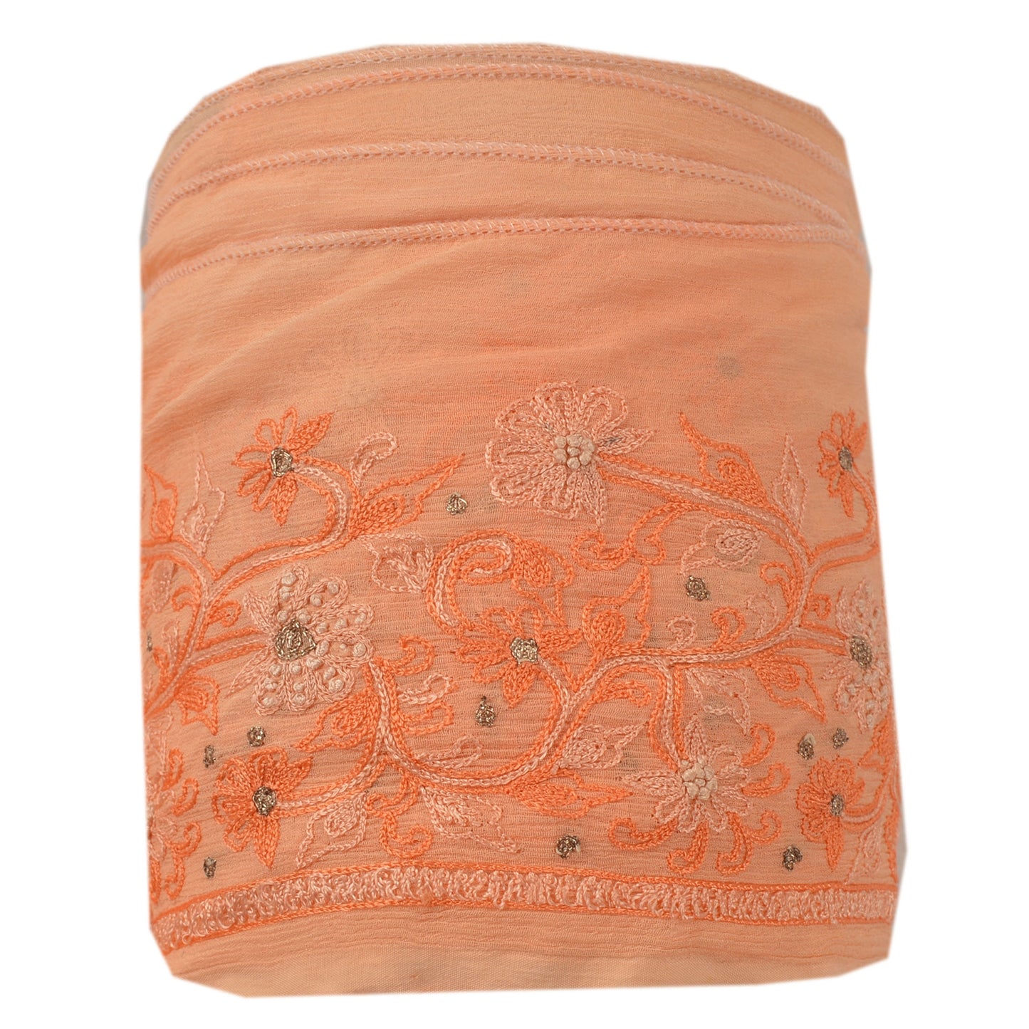 Sanskriti Vintage Sari Border Hand Embroidered 1 YD Trim Sewing Peach Craft Lace