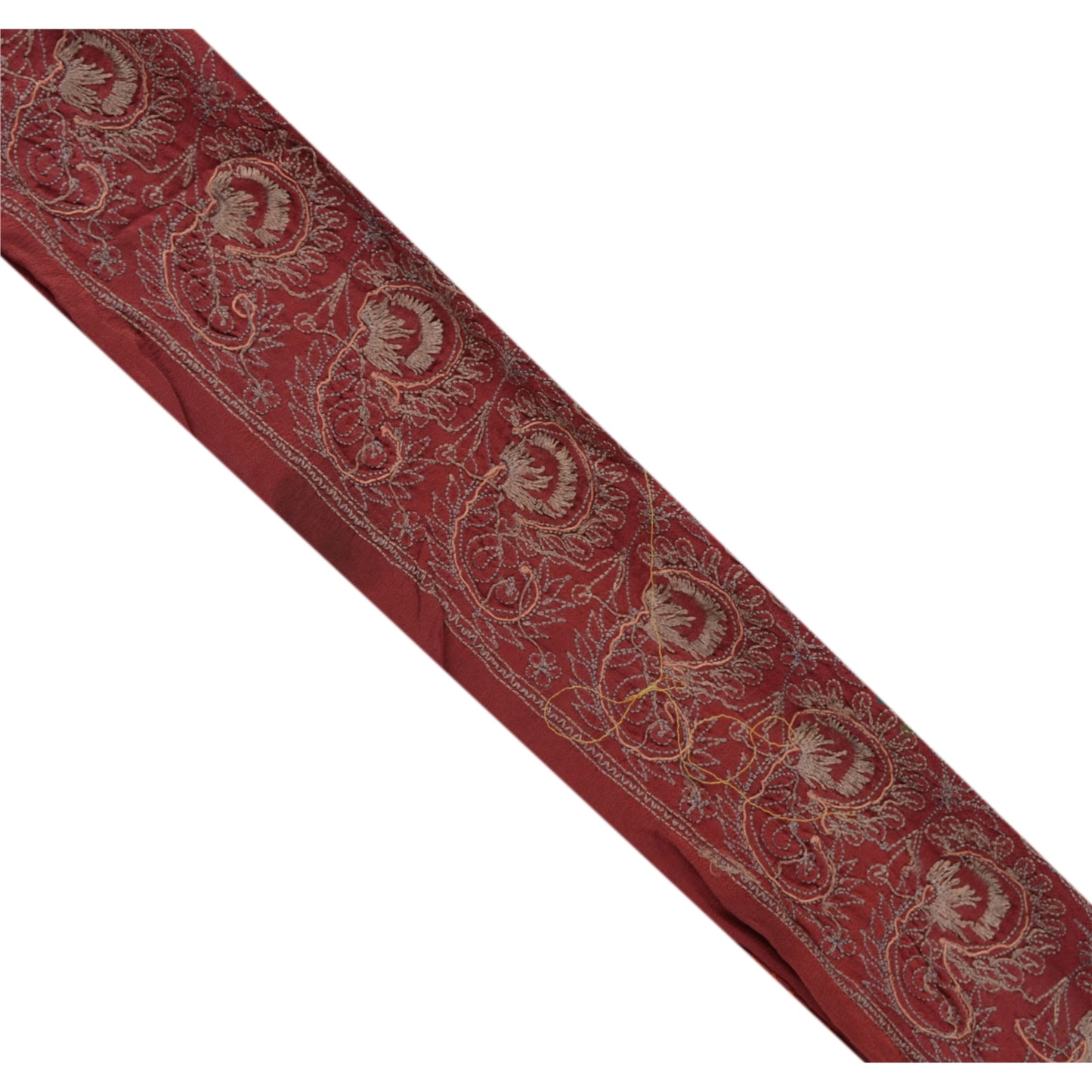 SANSKRITI VINTAGE Border Hand Embroidered 1 YD Trim Sewing Pink Craft Lace