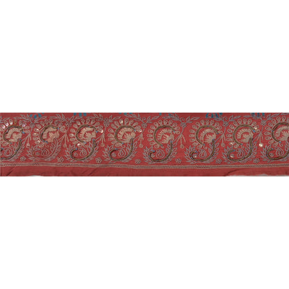 SANSKRITI VINTAGE Border Hand Embroidered 1 YD Trim Sewing Pink Craft Lace