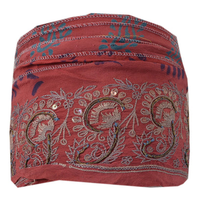 SANSKRITI VINTAGE Border Hand Embroidered 1 YD Trim Sewing Pink Craft Lace