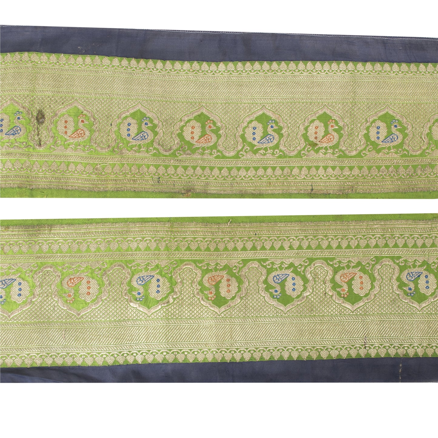 Sanskriti Vintage Sari Border ZariWoven Brocade 1YD Trim Craft Sewing Green Lace