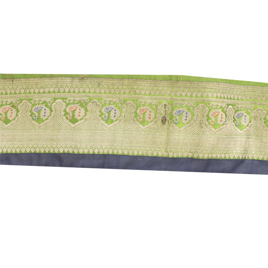 Sanskriti Vintage Sari Border ZariWoven Brocade 1YD Trim Craft Sewing Green Lace