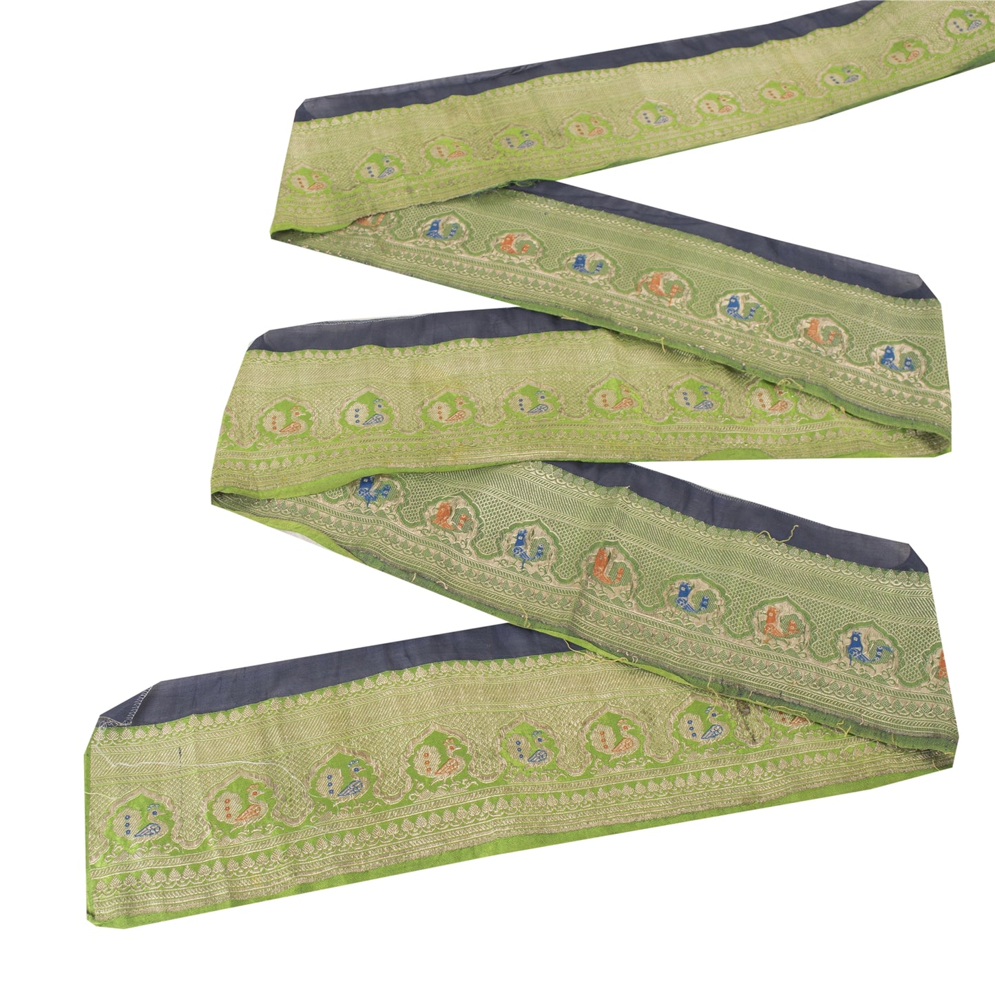 Sanskriti Vintage Sari Border ZariWoven Brocade 1YD Trim Craft Sewing Green Lace