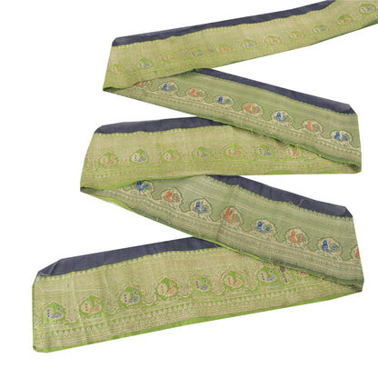 Sanskriti Vintage Sari Border ZariWoven Brocade 1YD Trim Craft Sewing Green Lace