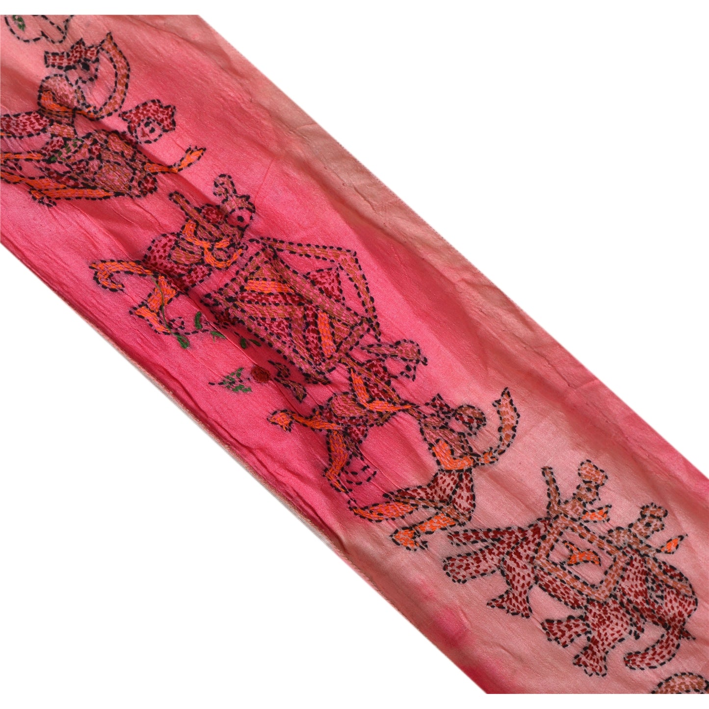 Sanskriti Vintage Kantha Sari Border Hand Embroidered 1Yd Trim Sewing Craft Lace