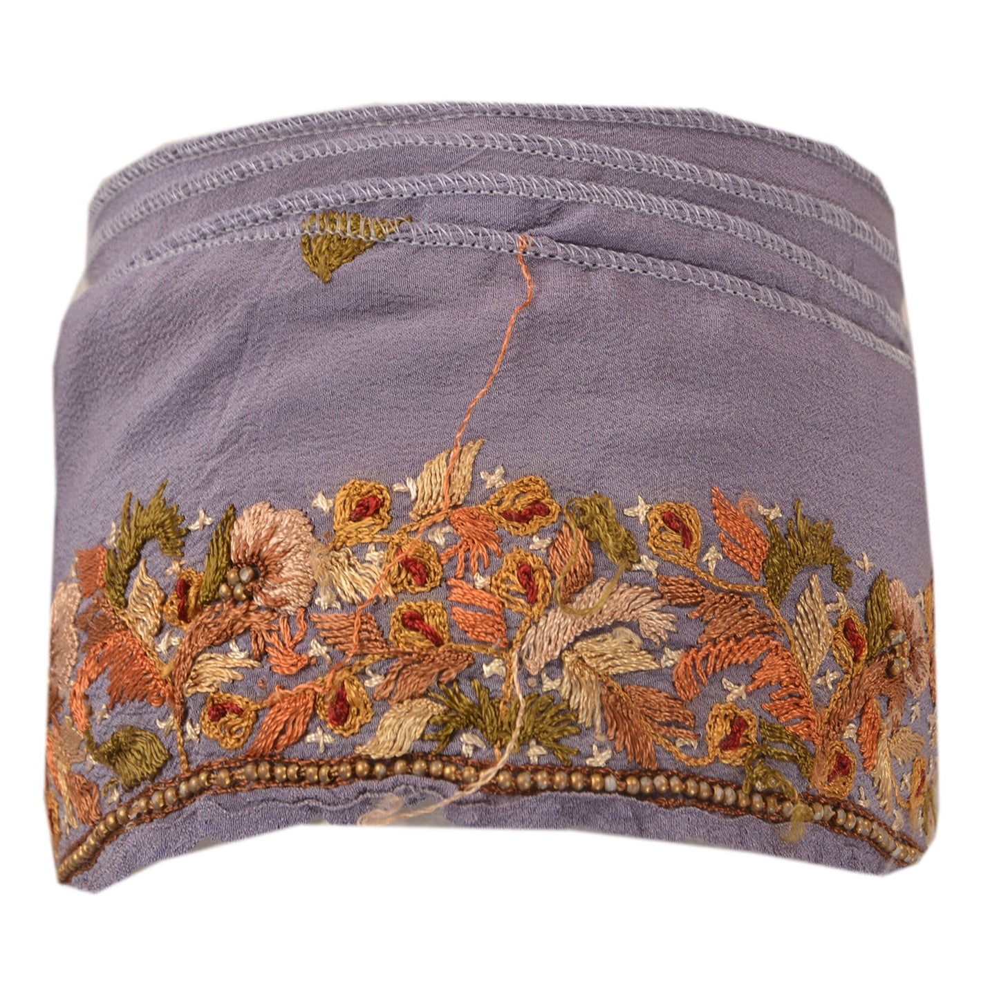 Sanskriti Vintage Sari Border Hand Embroidered 1Yd Craft Trim Ribbon Purple Lace