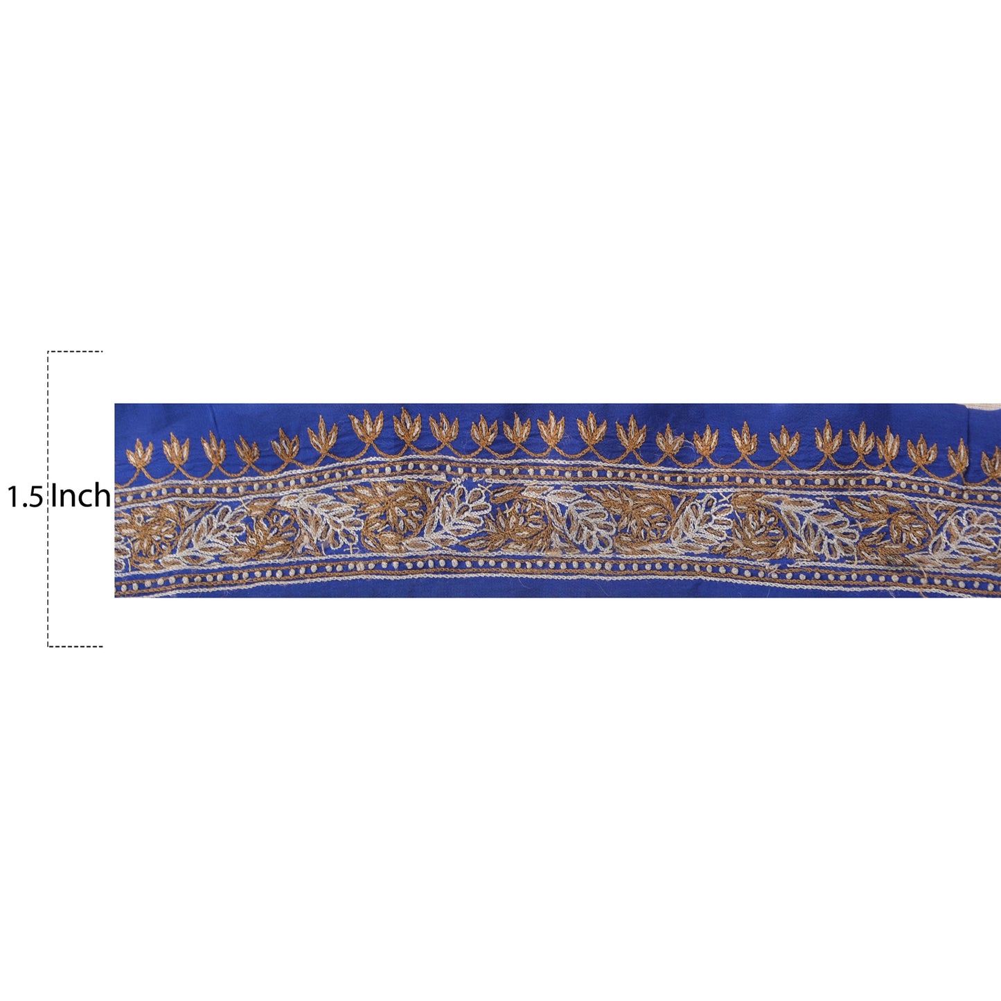 Sanskriti Vintage Sari Border Hand Embroidered 1 Yd Indian Trim Ribbon Blue Lace