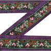 Sanskriti Vintage Kutch Sari Border Embroided 1 Yd Trim Sewing Craft Purple Lace