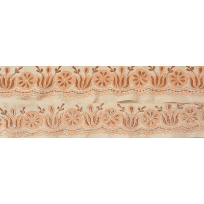 Sanskriti Vintage Border Antique Embroidered  1YD Trim Sewing White Craft Lace