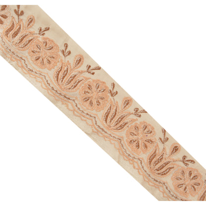 Sanskriti Vintage Border Antique Embroidered  1YD Trim Sewing White Craft Lace