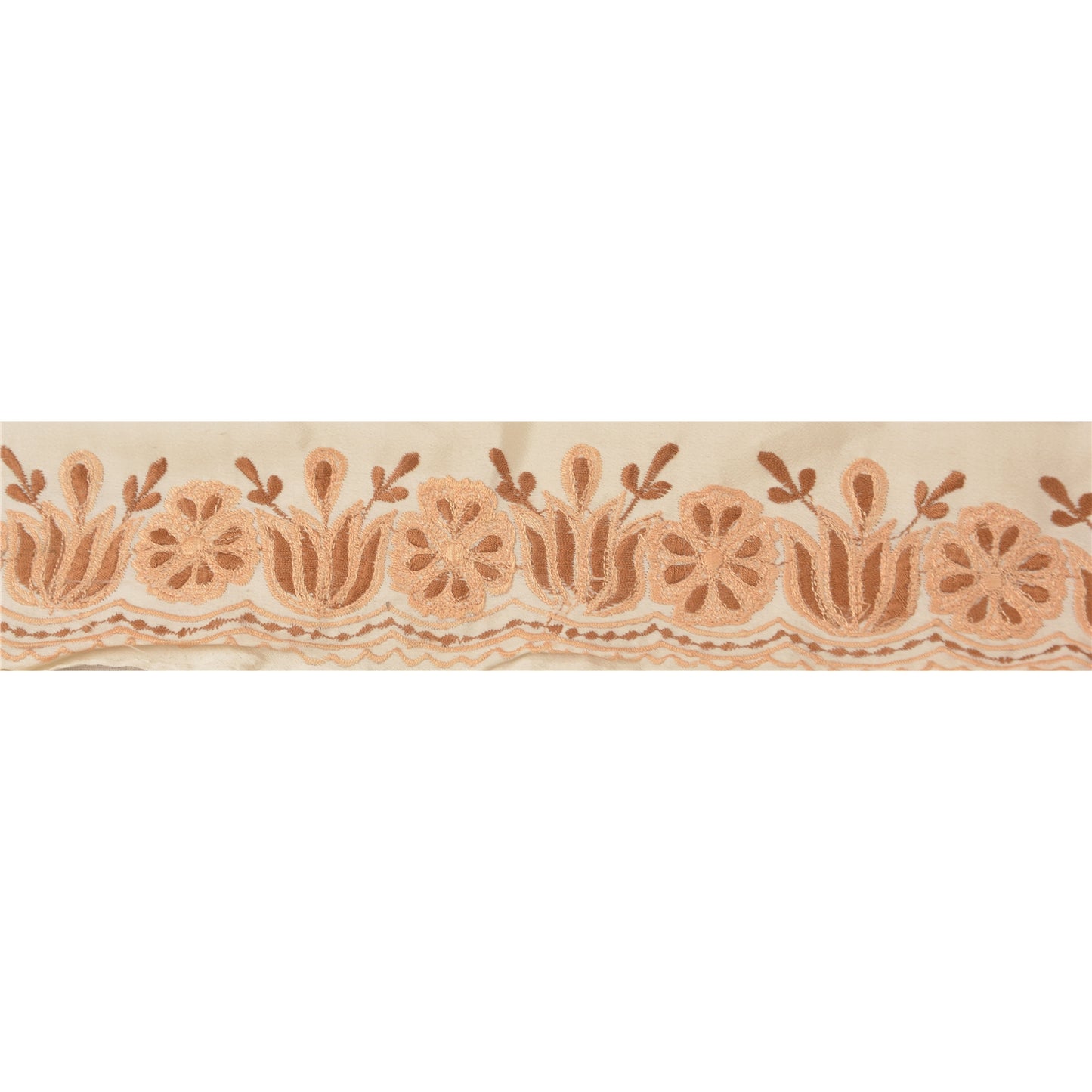 Sanskriti Vintage Border Antique Embroidered  1YD Trim Sewing White Craft Lace