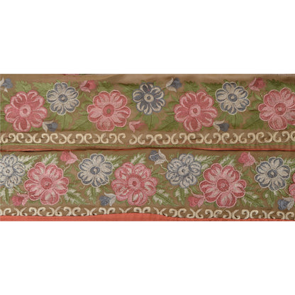 Sanskriti Vintage Sari Border Embroidered 1 Yd Trim Sewing Green Craft Lace