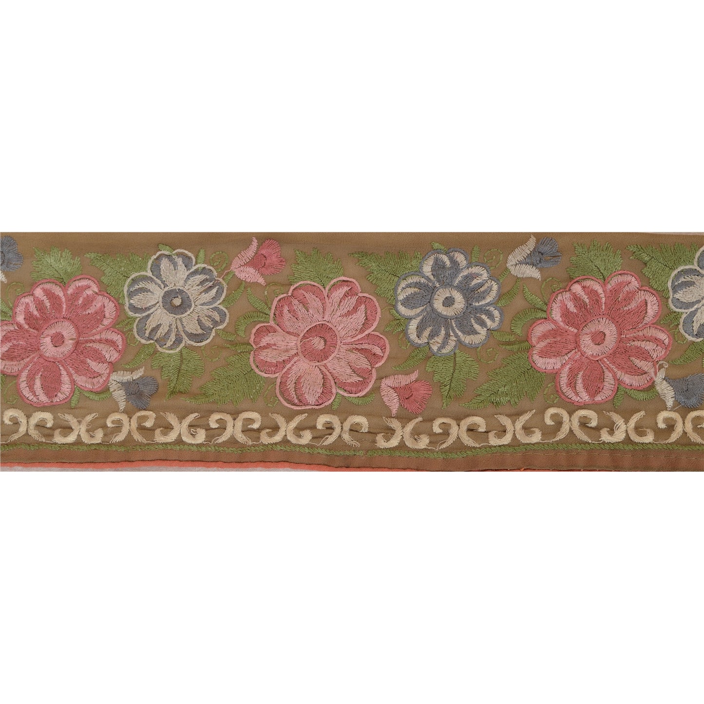 Sanskriti Vintage Sari Border Embroidered 1 Yd Trim Sewing Green Craft Lace