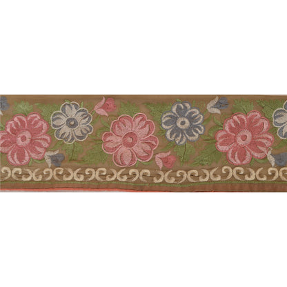 Sanskriti Vintage Sari Border Embroidered 1 Yd Trim Sewing Green Craft Lace