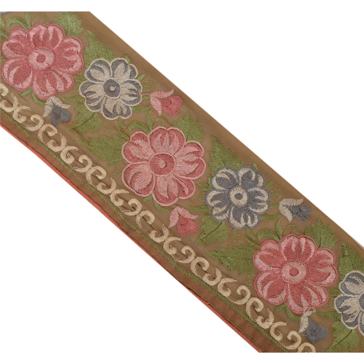 Sanskriti Vintage Sari Border Embroidered 1 Yd Trim Sewing Green Craft Lace