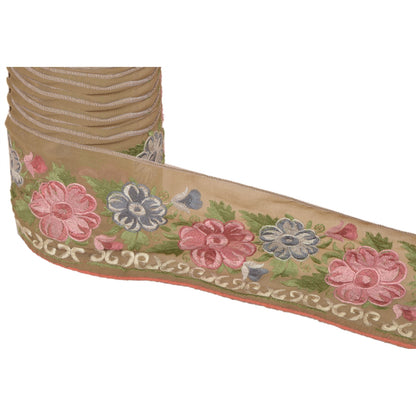 Sanskriti Vintage Sari Border Embroidered 1 Yd Trim Sewing Green Craft Lace