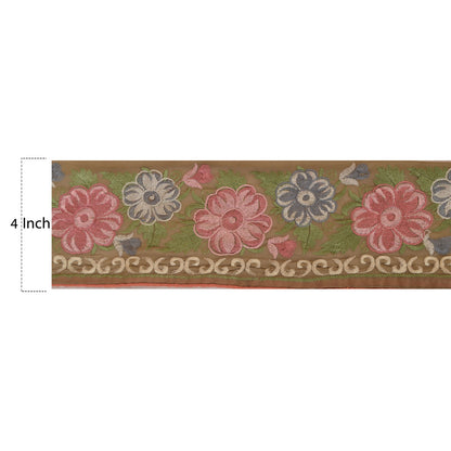 Sanskriti Vintage Sari Border Embroidered 1 Yd Trim Sewing Green Craft Lace
