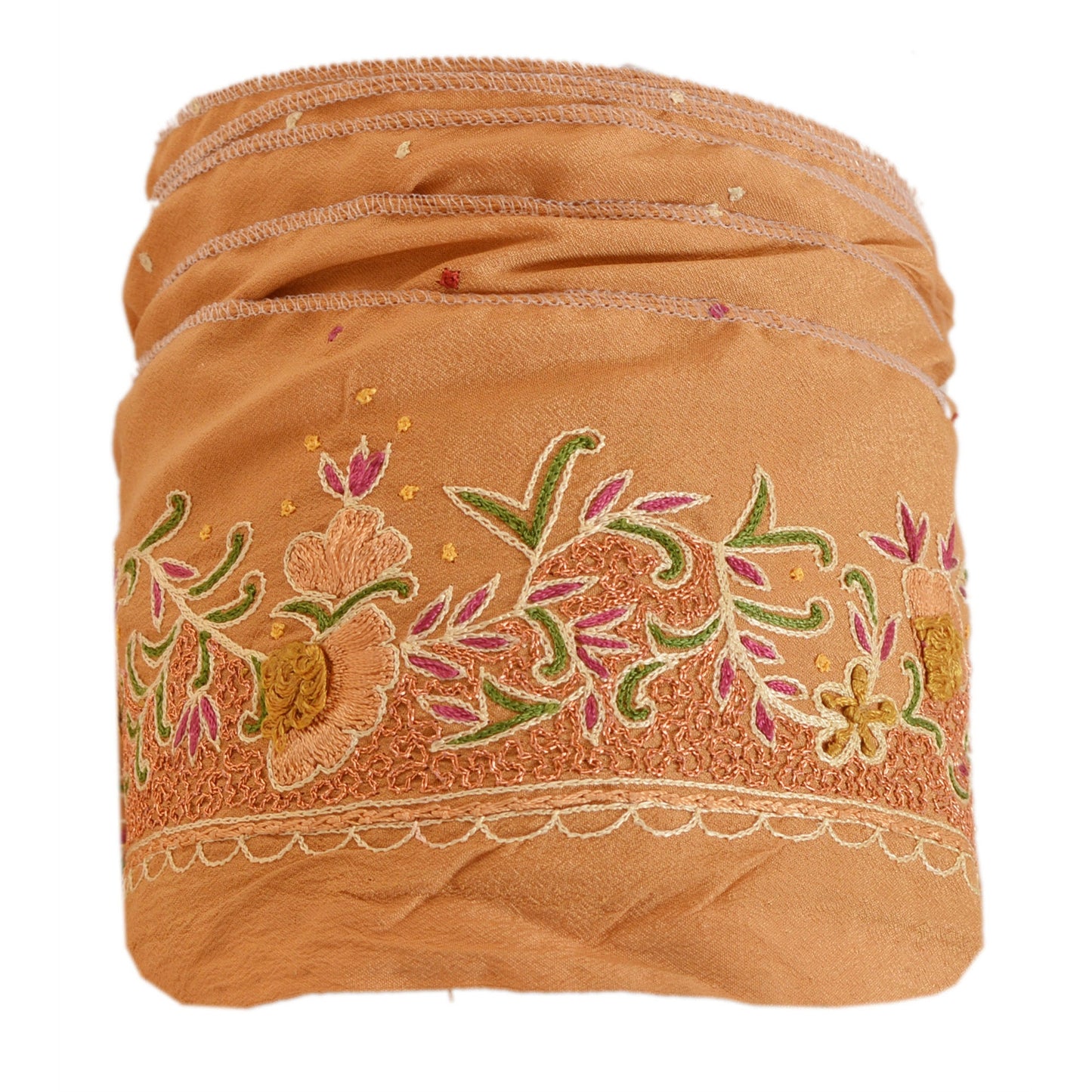 Sanskriti Vintage Sari Border Hand Embroidered 1 Yd Trim Sewing Brown Craft Lace