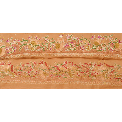 Sanskriti Vintage Sari Border Hand Embroidered 1 Yd Trim Sewing Brown Craft Lace