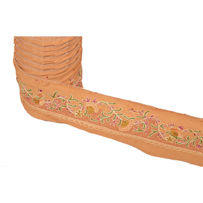 Sanskriti Vintage Sari Border Hand Embroidered 1 Yd Trim Sewing Brown Craft Lace