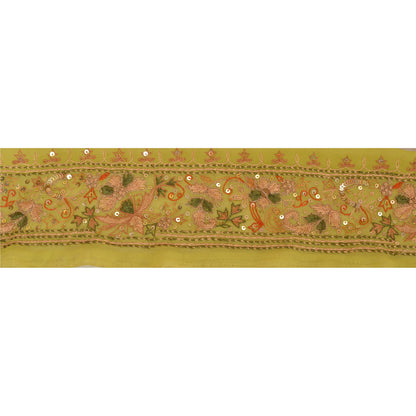 Sanskriti Vintage Sari Border Hand Beaded 1 Yd Indian Trim Sewing Green Lace