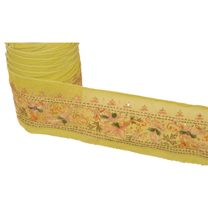 Sanskriti Vintage Sari Border Hand Beaded 1 Yd Indian Trim Sewing Green Lace
