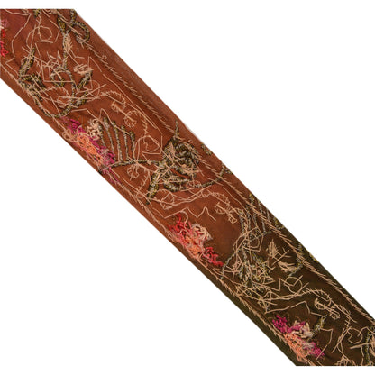 Sanskriti Vintage Sari Border Hand Beaded 1 Yd Trim Sewing Orange Craft Lace