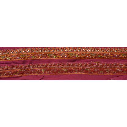 Sanskriti Vintage Sari Border Hand Beaded 1 YARD Craft Trim Sewing Purple Lace