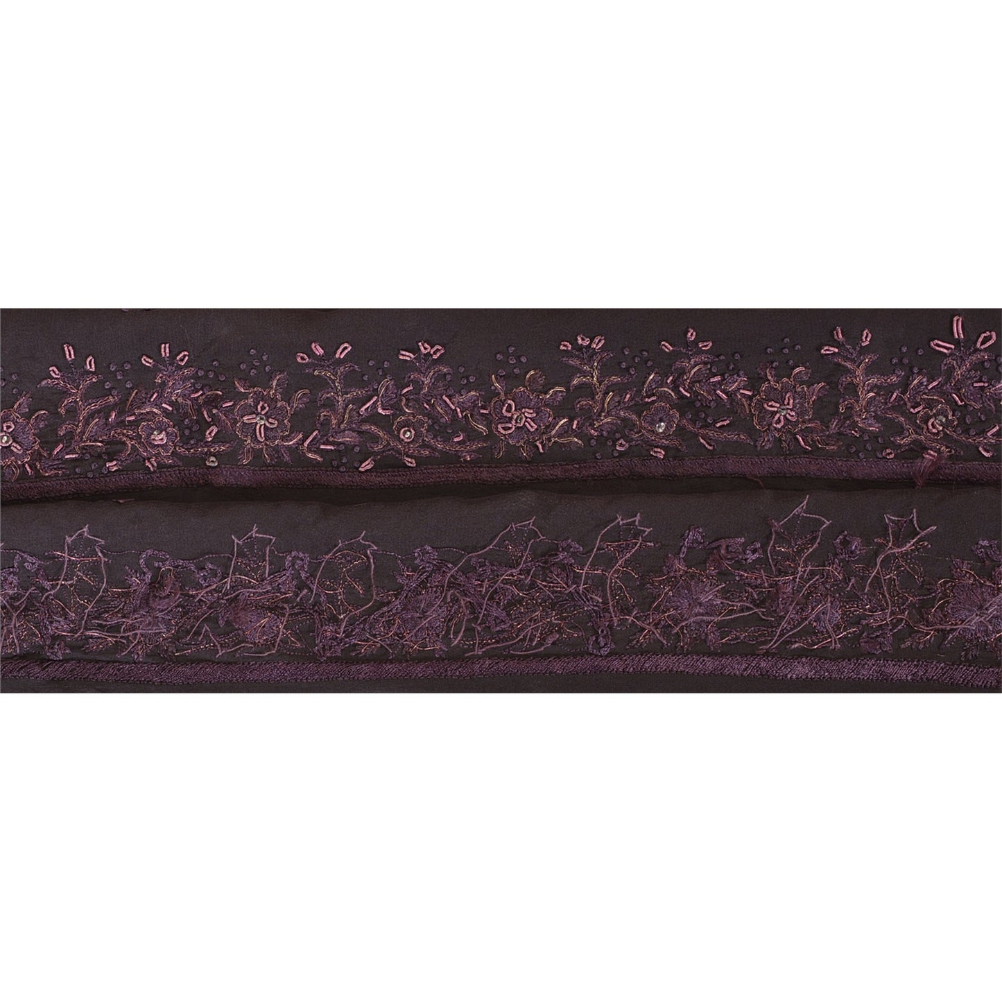 Sanskriti Vintage Sari Kant Håndperlet 1 Yard Indisk Kant Syning Sort Blonde