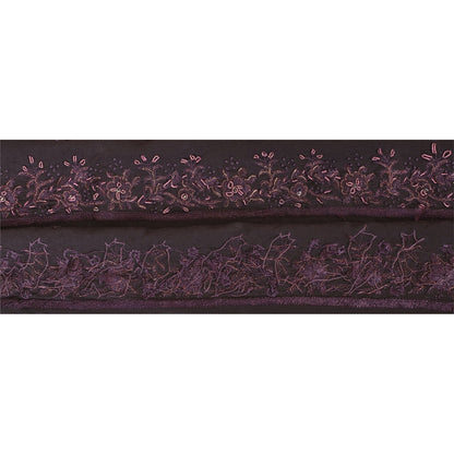 Sanskriti Vintage Sari Kant Håndperlet 1 Yard Indisk Kant Syning Sort Blonde