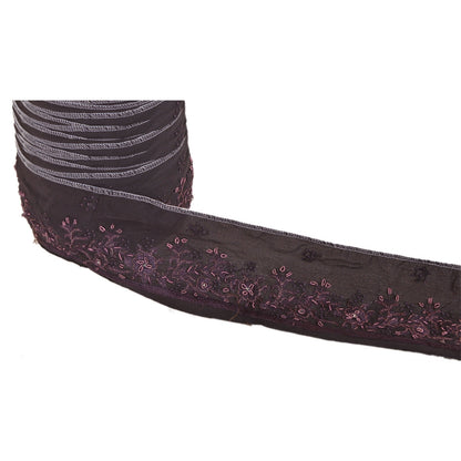 Sanskriti Vintage Sari Kant Håndperlet 1 Yard Indisk Kant Syning Sort Blonde