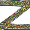 Sanskriti Vintage Sari Border Hand Beaded 1 Yd Craft Trim Ribbon Green Lace