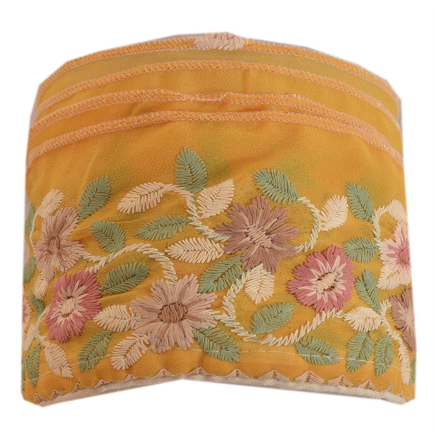 Sanskriti Vintage Sari Border Embroidered 1Yd Trim Sewing Yellow Craft Deco Lace