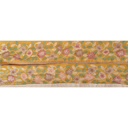 Sanskriti Vintage Sari Border Embroidered 1Yd Trim Sewing Yellow Craft Deco Lace